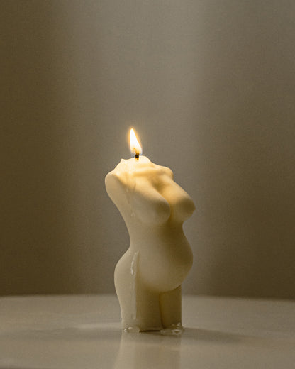 Hera | Pregnant Female Body Torso Candle | Soy Aromatherapy Candle for Home Decor, Bath, and Special Occasions