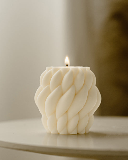 Odette | 3D Chunky Wool Pillar Soy Aromatherapy Candle for Home Decor, Bath, and Special Occasions