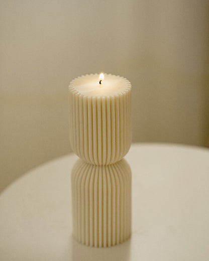 Willow | Ribbed Pillar Candle Set | Soy Aromatherapy Candle for Home Decor, Bath, and Special Occasions