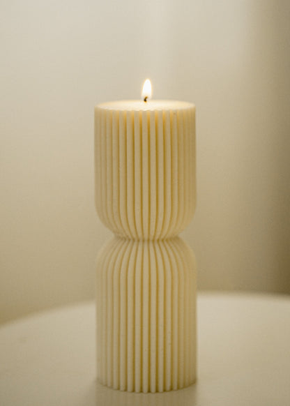 Willow | Ribbed Pillar Candle Set | Soy Aromatherapy Candle for Home Decor, Bath, and Special Occasions