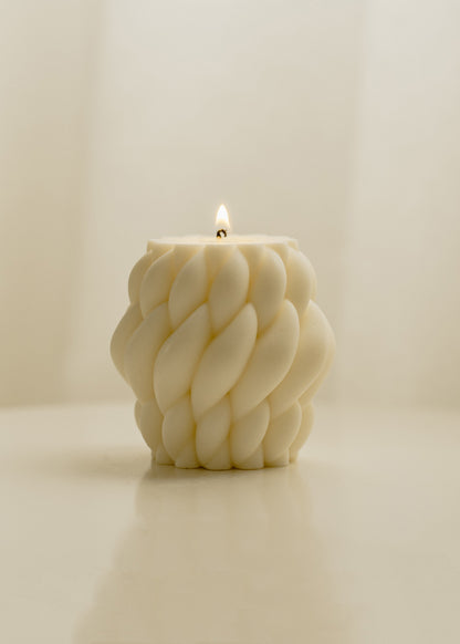 Odette | 3D Chunky Wool Pillar Soy Aromatherapy Candle for Home Decor, Bath, and Special Occasions