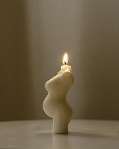 Hera | Pregnant Female Body Torso Candle | Soy Aromatherapy Candle for Home Decor, Bath, and Special Occasions