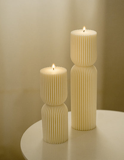 Willow | Ribbed Pillar Candle Set | Soy Aromatherapy Candle for Home Decor, Bath, and Special Occasions