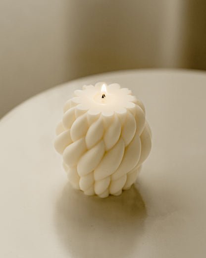 Odette | 3D Chunky Wool Pillar Soy Aromatherapy Candle for Home Decor, Bath, and Special Occasions