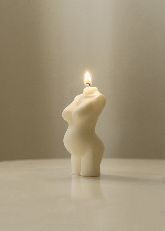 Hera | Pregnant Female Body Torso Candle | Soy Aromatherapy Candle for Home Decor, Bath, and Special Occasions