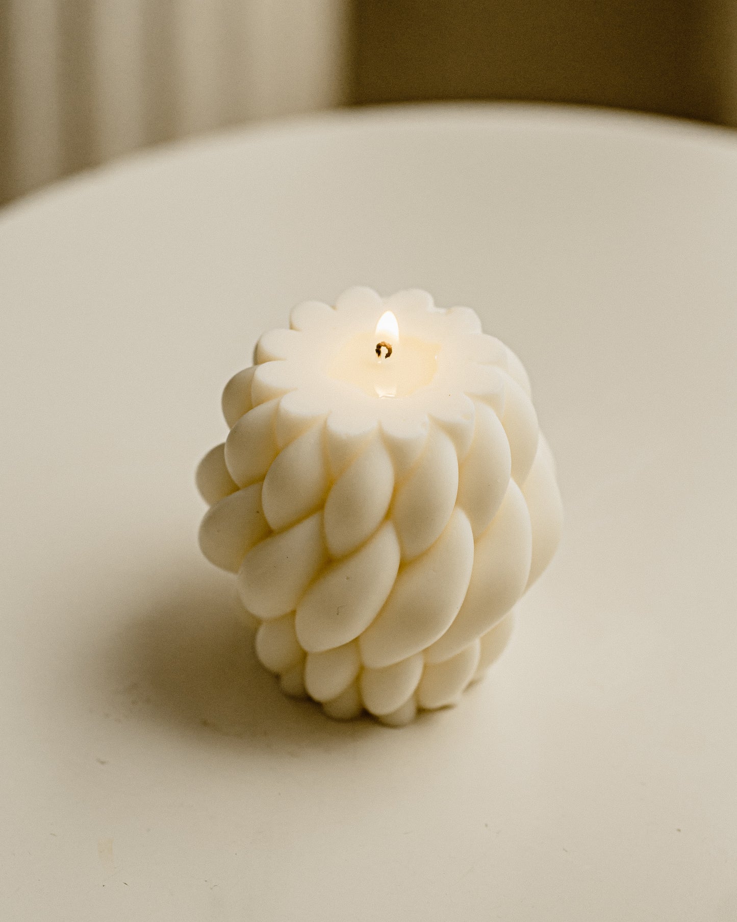 Odette | 3D Chunky Wool Pillar Soy Aromatherapy Candle for Home Decor, Bath, and Special Occasions